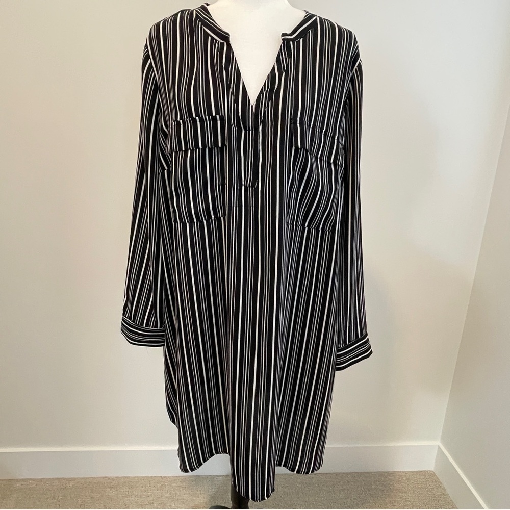 Dex Dress Black White Stripe Size 2X Tunic With Belt